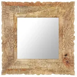 vidaXL Spiegel 50x50 cm aus massivem Mangoholz - Eleganter Spiegel aus massivem Mangoholz mit handgeschnitztem Muster, der gleichzeitig als praktische und stilvolle Dekoration dient. Jedes Stück ist ein einzigartiges Unikat!