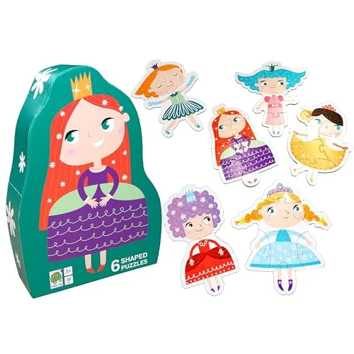 Barbo Toys - Prinzessinnen-Deko-Puzzle - Puzzle Für kleine Kinder - 6 geformte Puzzles mit verschiedenen Prinzessinnen