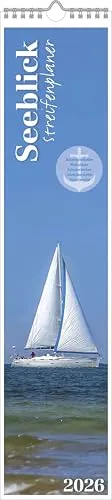 Streifenplaner Seeblick 2026 - Wandkalender mit maritimen Motiven - Hobby, Freizeit, Natur - Bringen Sie Urlaubsstimmung in Ihr Zuhause mit 12 brillanten Küstenmotiven und einem schlanken Format von 11,3 x 49,5 cm, ideal für schmale Wände.