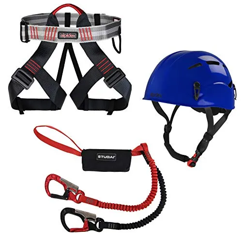 ALPIDEX Kletterhelm-Set mit Klettergurt und Stubai Klettersteigset BASIC 3.0 - 🏞️ KOMPLETTSET für Kletterabenteuer: Kletterhelm, -gurt und Stubai Klettersteigset in einem! Ideal für Einsteiger und Fortgeschrittene. Hochwertige Verarbeitung und optimaler Tragekomfort für sichere Klettertage.