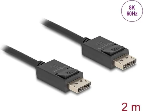 Delock - DisplayPort-Kabel - DisplayPort (M) zu DisplayPort (M) - DisplayPort 2,1 - 2,0m - unterstützt 8K 60 Hz (7680 x 4320) - Schwarz (80493)