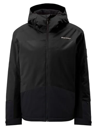 ZIENER TARAINO-Z Herren Skijacke, Gr. 52, schwarz - Funktionsjacke mit wasser- und winddichter AQUASHIELD® Membran, 100g/m2 atmungsaktiver Wattierung für besten Tragekomfort, ideal für lange Skitage.