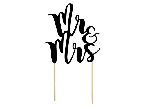 partydeco Tortenstecker, Cake Topper Mr & Mrs / Hochzeit 25.5cm, schwarz