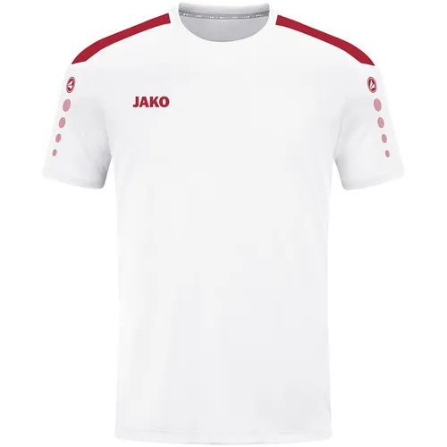 JAKO Sport-Tshirt Trikot Power (Polyester-Interlock, strapazierfähig) weiss/rot Kinder