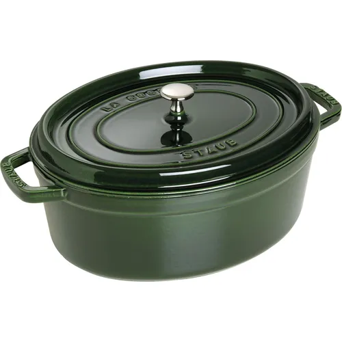 STAUB Gusseisen Bräter Cocotte 31 cm - Ovaler Auflaufform mit 5,5 L Volumen und Aromaregen Funktion für optimale Befeuchtung, ideal für alle Herdarten inklusive Induktion und Backofen, sorgt für saftige und zarte Ergebnisse.