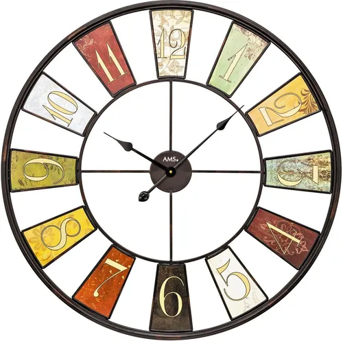 AMS Wanduhr W9488 schwarz - Elegante Quarzuhr für Wohnzimmer, Küche und Büro mit einem Durchmesser von 80 cm, die stilvolle Akzente setzt und präzise die Zeit anzeigt.