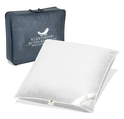 Klosterdorf 3-Kammer-Kopfkissen Premium - 80x80 cm - Hochwertiges Kissen für Seitenschläfer und Rückenschläfer, gefüllt mit 100% neuen deutschen Daunen für optimalen Schlafkomfort – handgefertigt in Deutschland.