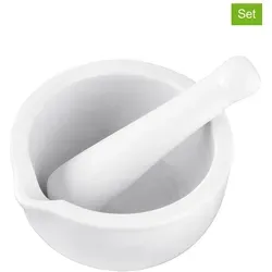 Fackelmann 2tlg. Set: Mörser mit Stößel in Weiß