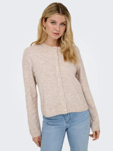 Strickjacke ONLY ONLSIMONI L/S O-NECK CARDIGAN KNT NOOS - Modische Damen Strickjacke in Pumice Stone Melange, relaxed fit für optimalen Tragekomfort – ideal für Büro oder Freizeit.