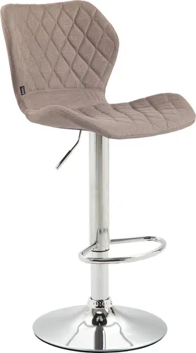 TPFLiving Barhocker Cora in Chromoptik mit Stoffbezug Taupe