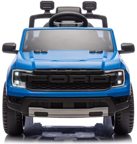 Playhouse Kinder Elektroauto Ford Ranger 90 Watt, 12V 9ah !!, Ledersitz, Bluetooth, 2X Motoren 12v, Eva Räder, Fernbedienung 2.4G, Kinderauto Kinderfahrzeug (blau)