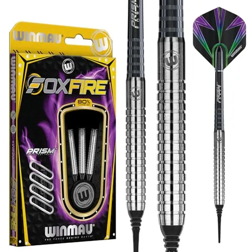 WINMAU Foxfire 20g Softip Profi Wolfram Dartpfeile Set mit Flights und Schäfte
