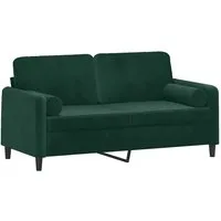 vidaXL 2-Sitzer-Sofa Dunkelgrün mit Zierkissen - Modernes 2-Sitzer-Sofa aus weichem Samt für höchsten Komfort, inklusive abnehmbarer Zierkissen. Ideal für entspannte Stunden im Wohnbereich.