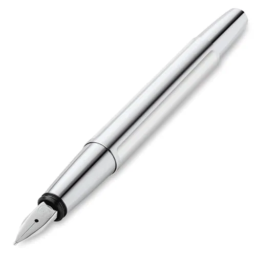 Pelikan Füller Pura P40, Feder M, aus Aluminium, silber, polierte Edelstahlfeder