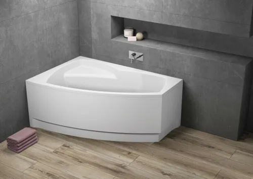 Badewanne Wanne Eckbadewanne 140 x 90 cm Schürze Ab / Überlauf Acryl links F