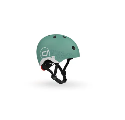 Scoot and Ride Kinderhelm, Forest - Fahrradhelm mit 11 Belüftungsöffnungen, LED-Rücklicht und magnetischem Verschluss für optimale Sicherheit und Komfort. Ideal für Kinder ab 9 Monaten.