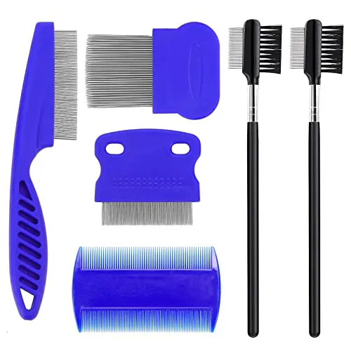 Molain Hundetränenflecken Entfernerkamm, 6 teiliger Flohkamm für Katzen Hunde Augenkamm Bürsten Haustier doppelseitiger Kamm für Kätzchen und Welpen 6 STÜCKE