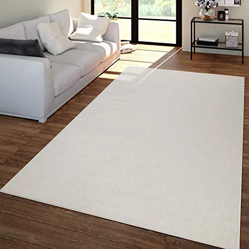 TT Home Wohnzimmer Teppich Kurzflor Unifarbendes Design Modern Und Zeitlos, Farbe: Creme, Größe:60x100 cm