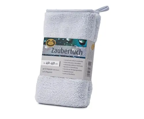 Gözze - Zaubertuch, Sehr saugstarkes Mikrofasertuch, 600 g/m², Reinigungstuch für Bad, Küche und Auto, 40 x 40 cm - Silber