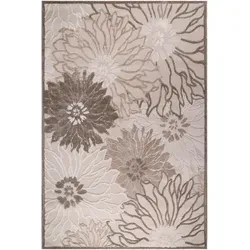 Novel Outdoorteppich Floral, Beige, Braun, Creme, 140x200 cm - Teppiche & Böden - Pflegeleichter Outdoorteppich mit OEKO-TEX®-Zertifikat, ideal für in- und outdoor, mit harmonischem Blätter-Motiv für ein angenehmes Ambiente.