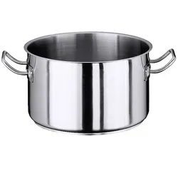 Contacto Kochtopf, niedrig 32 cm, matt poliert - Hochwertiger Kochtopf aus Edelstahl 18/10 mit Kaltgriffen und Schüttrand, ideal für Induktion und perfekte Wärmeverteilung durch 7 mm Sandwichboden.