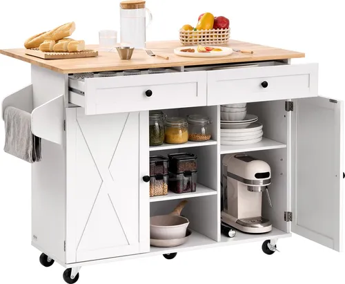 VEVOR Kücheninselwagen mit Massivholzplatte