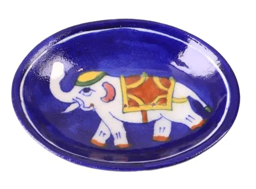 GURU SHOP Handbemalte Keramikseifenschale - Modell 6, 3x13x10 cm