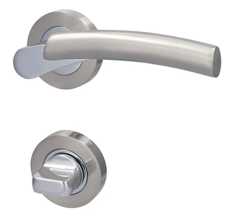 Alpertec WC-Rosettengarnitur Solid 7 Edelstahl silber rund - Türsicherungen - Robuste und elegante Rosettengarnitur aus Edelstahl, ideal für moderne Badezimmer und optimale Sicherheit.