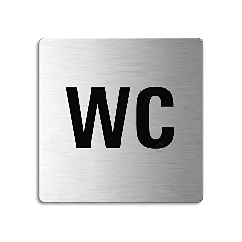 Schild WC 85x85 mmToilettenschild aus Edelstahl fein-matt gebürstet selbstklebend 8930