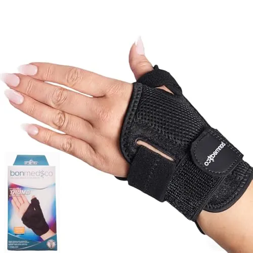 bonmedico FORTE Flexible,Handgelenk Bandagen,Daumenstütze mit Schiene zum Schutz des Metakarpophalangealgelenks und Daumensattel, ideal für die regenerative Behandlung von Daumenv