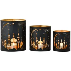 3er Set muslimische Teelichthalter Ramazan 14cm in gold von Marrakesch Orient & Mediterran Interior