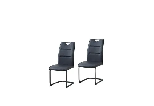 HTI-Line Freischwinger Schwingstuhl 2er Set PU schwarz DannyP