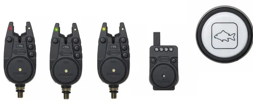 Prologic C-Series Pro Alarm Set 3+1+1 - Bissanzeiger Set für Karpfenangeln - Bissanzeiger Set mit gummiertem Gehäuse, einstellbarer Lautstärke und Empfindlichkeit, ideal für präzises Karpfenangeln. Lieferumfang: 3 Bissanzeiger, 1 Empfänger, 1 Bivvyleuchte.