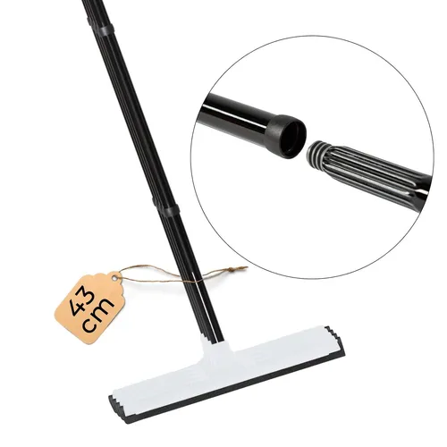 Novaliv Duschabzieher mit langem Metallstiel – 43 cm - Effizienter Wasserschieber für Dusche, Terrasse und Fenster. Die breite Gummilippe sorgt für müheloses Abziehen von Wasser und Schmutz, reduziert Rutschgefahr und hinterlässt streifenfreie Oberflächen.