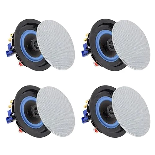 Herdio 4 Zoll Deckenlautsprecher, 160 Watt Kompatibel mit Bluetooth Einbaulautsprecher, Bündige Montage Sound, Geeignet für Innen und Außenbereich, Schlafzimmer, Heimkino, Veranden (4 Lautsprecher)