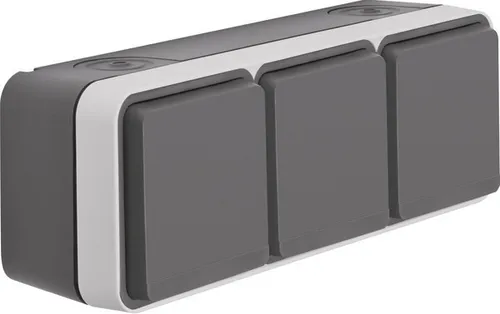 Berker 6768833515 Steckdose E-Stift 3-fach waag, AP W.1 grau - Steckdose 3-fach mit Klappdeckel, IP55 Schutz und erhöhtem Berührungsschutz. Ideal für den Außenbereich, schlagfest und einfach zu montieren.