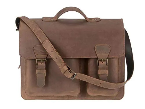 Ruitertassen Lehrertasche Leder Damen Herren Schultasche Aktentasche Ranger braun - Aktentaschen aus robustem 2,5mm dickem Leder, reparierbar und langlebig. Ideal für Lehrer mit 2 Hauptfächern und praktischem Schultertragegurt.