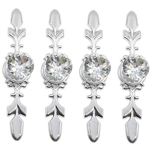 CattleyaHQ 4 Stück Kristall Tür Knöpfe, Kleiderschrank Knöpfe, Diamant Kristall Schublade Zuggriff Tür Schrank Knopf Möbel Hardware (116mm)