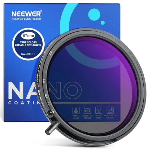 NEEWER 67mm True Colors Variabler ND Filter ND2-ND32 & CPL, 2 in 1 einstellbare Neutraldichte und Zirkulare Polarisationsfilter, mehrfach beschichtetes HD Optisches Glas Zubehör/Aluminiumrahmen