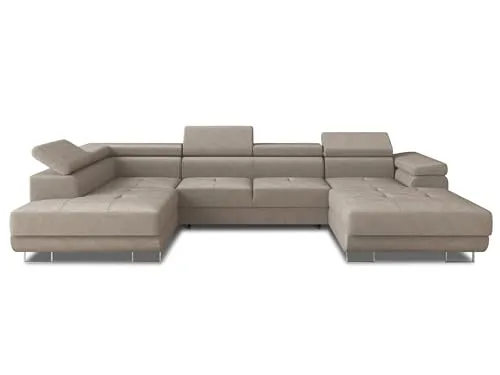 Wohnlandschaft Caris U mit Schlaffunktion in beige von Sofnet