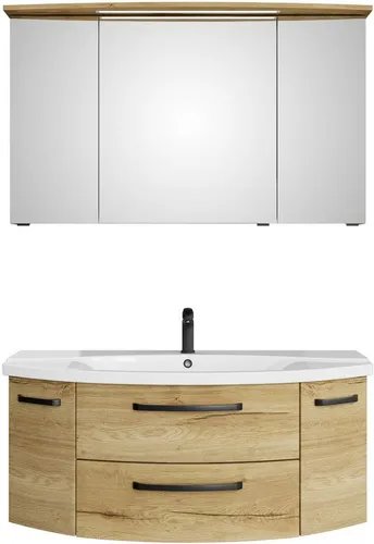 Saphir Badmöbel-Set Serie 4010 2-teilig Keramik-Waschtisch mit LED-Spiegelschrank, (Set), Badezimmer Set 122 cm breit, inkl. Türdämpfer, 5 Türen, 2 Schubladen