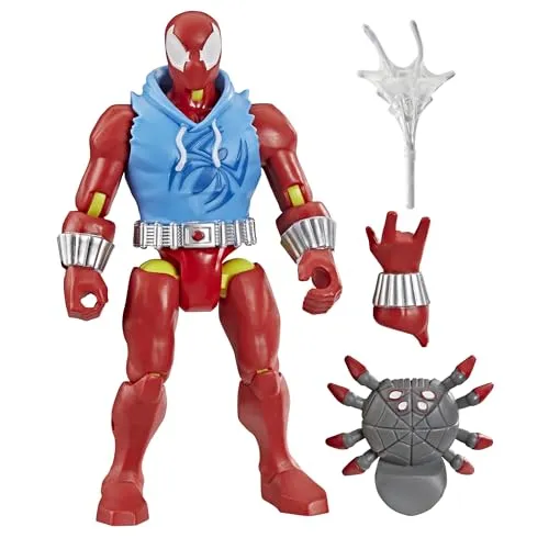 MixMashers Marvel Scarlet Spider individualisierbare Spider-Man Mix-and-Match Action-Figur & Accessoires, Figuren-Skala 12 cm, Superhelden-Spielzeug für Kinder ab 4 Jahren, Red