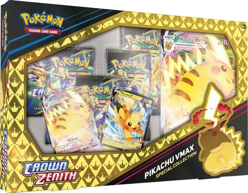 Pokémon Sammelkartenspiel Krone Zenith Pikachu VMax Sonderkollektion - Sammelkarten - Enthält 1 holografische Pikachu-VMAX Promokarte und 5 Boosterpacks der Erweiterung Zenit der Könige für ein elektrisierendes Spielerlebnis!