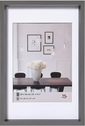 Walther Kunststoffrahmen Steel Style 50x60 cm - Bilderrahmen aus Kunststoff in stilvollem Stahl-Look, ideal für 40x50 cm Fotos, mit Passepartout und klarem Glas für perfekten Schutz und Präsentation.