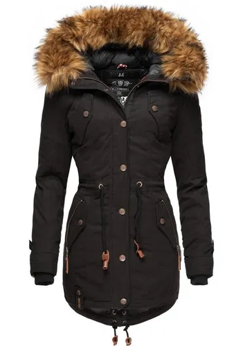 Marikoo Wintermantel La Viva Prc – Stylischer Parka mit abnehmbarem Kunstfell in Schwarz (XS) - Stylischer Wintermantel mit hohem Kragen und abnehmbarem Kunstfell. Ideal für kalte Tage, pflegeleicht und tailliert geschnitten. Perfekt für den Alltag!