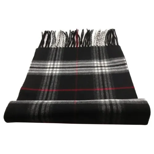 TigerTie - feiner Designer Schal in schwarz grau rot creme anthrazit kariert - Stoff Cashmink - made in Germany