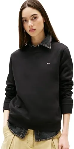 Tommy Jeans Damen Pullover Crew Neck Schwarz, XL - Sweatshirt für Damen, ikonisches Design mit Rundhalsausschnitt, aus 80% nachhaltiger Baumwolle, perfekt für lässige Outfits und jeden Anlass.
