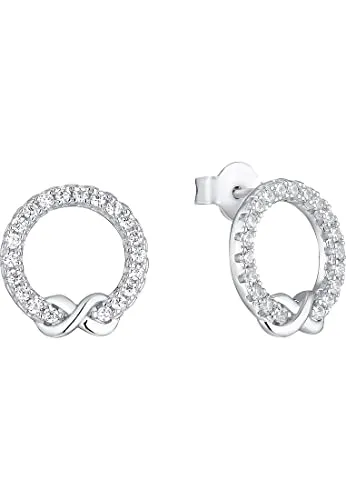 s.Oliver Ohrstecker 925 Sterling Silber mit Zirkonia - Ohrringe für Damen aus hochwertigem 925 Sterling Silber, mit glitzernden Zirkonia und stilvollem Infinity-Design, ideal als Geschenk in Schmuck Geschenk Box.