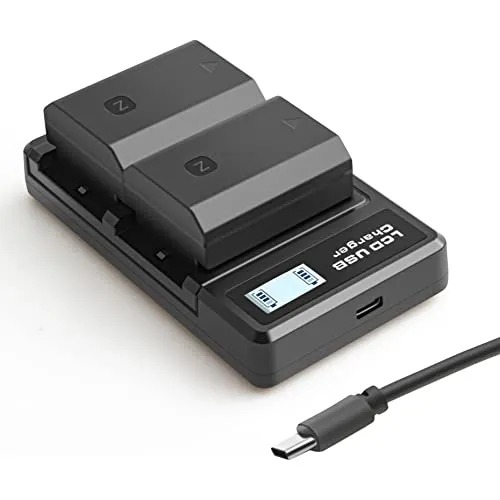 NP-FZ100 Akkus und Smart LED Dual USB Ladegerät für Sony Alpha A7III A7IV A7RIII A7R3 A7R IV A7C A7S,7III 7IV 7RIII 7R3 7R IV 7C 7S α7C, 6700 6600 A6700 A6600 A9 A9R A9S 9 9S 9R Kamera (2 Stück)