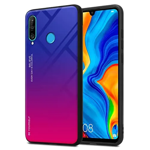 Cadorabo Hülle kompatibel mit Huawei P30 LITE Schutzhülle TPU Silikon Case Glas Slim Kratzfest Weiche Gummi mit Rundumschutz Case Hülle für Huawei P30 LITE in Schwarz